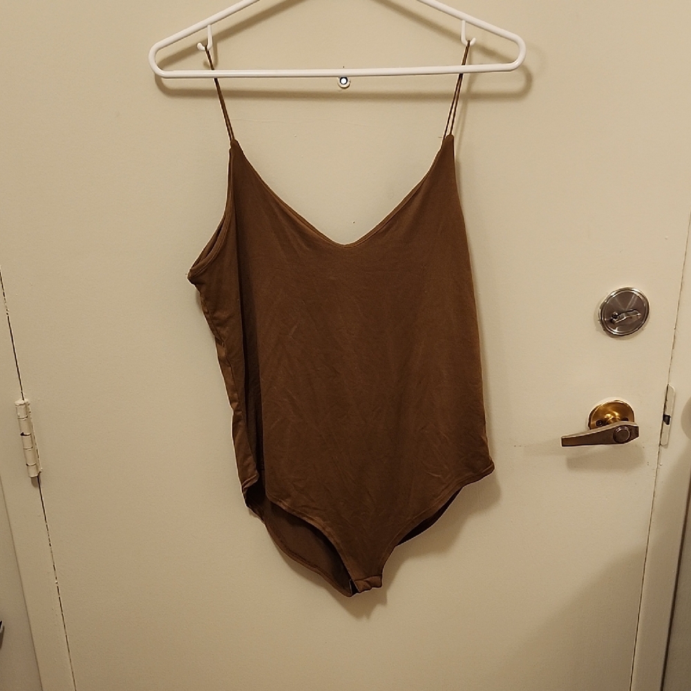 GAZE Brown Bodysuit, String Straps, EUC, Materials Listed On Tag